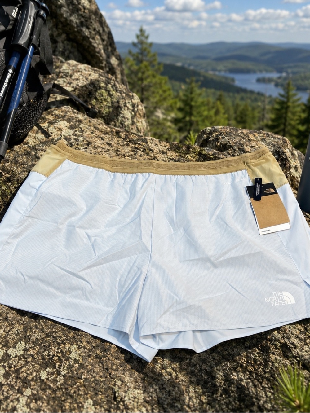 The North Face Mens Light Range Running Shorts XXL Blue Khaki 4 Inch Athletic